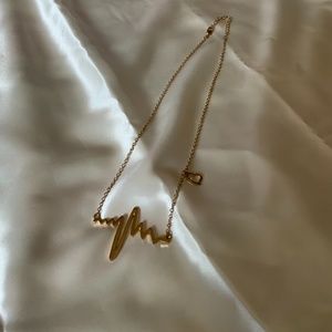 dainty heartbeat gold necklace